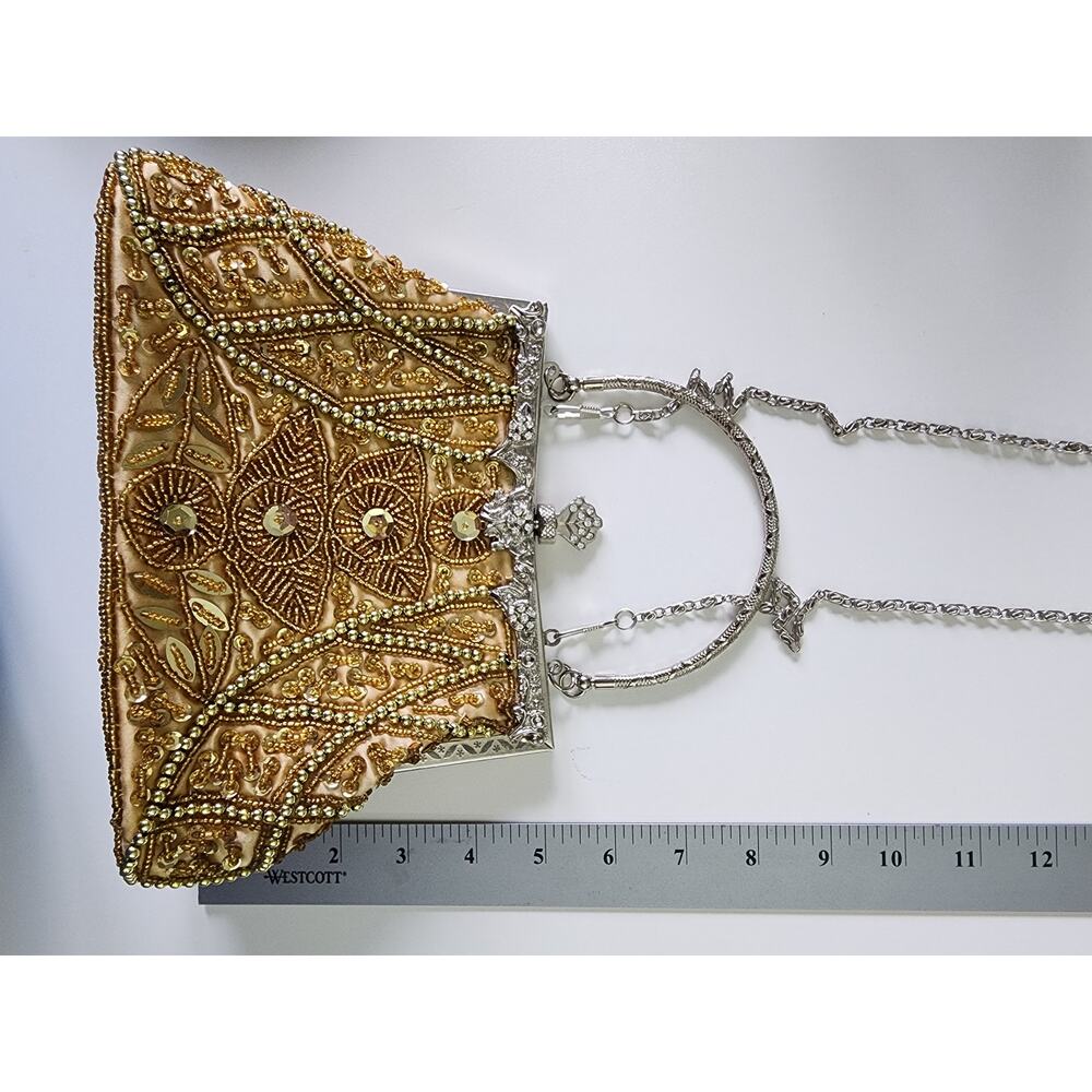 Vintage Gold/Silver Beaded Clutch - Picture 5 of 8